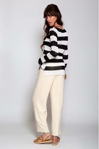 Crepe de chine pleated pants