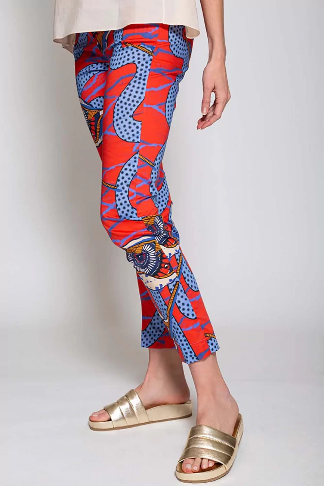 Pantalon slim Stella Jean rouge-bleu