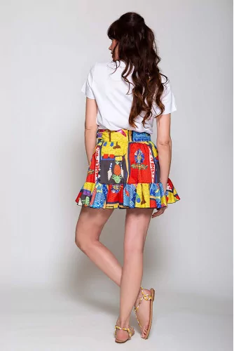 Multicolored cotton mini skirt