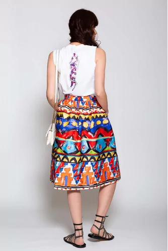 Abiba printed cotton midi skirt