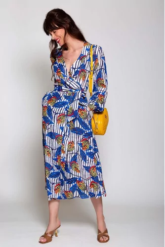 Wrap dress viscose and silk LS