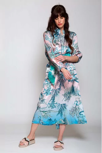 Robe longue caftan en soie ML