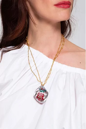 Collier fleurs black cherry