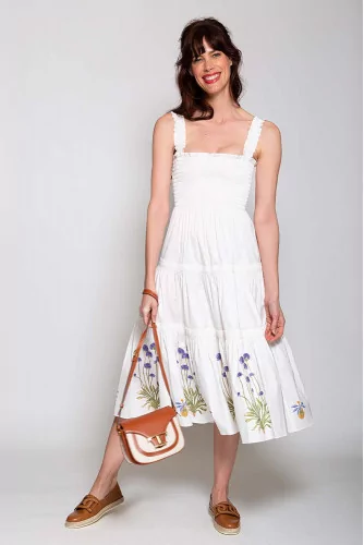 Robe midi en coton avec smock