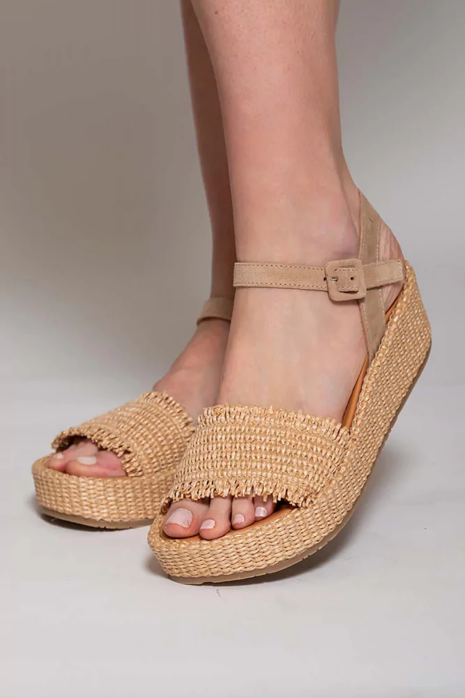 Raffia sandals platform heel 50