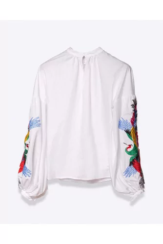 Poplin cotton blouse with embroideries LS