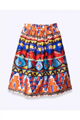 Abiba printed cotton midi skirt