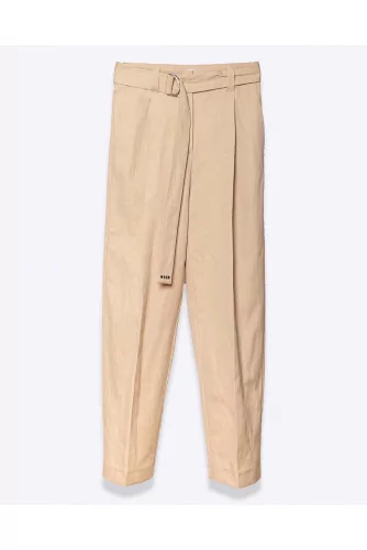 Linen and cotton trousers with high waistline