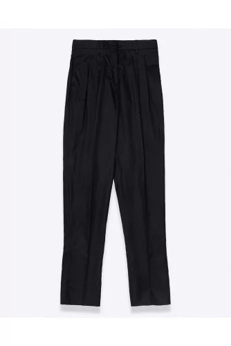 High waist poplin cotton trousers baggy style