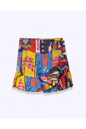 Multicolored cotton mini skirt