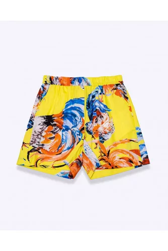 Cotton bermuda shorts with rooster print