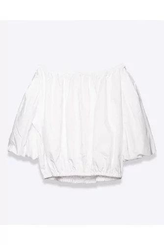 Satin and poplin cotton oversized top