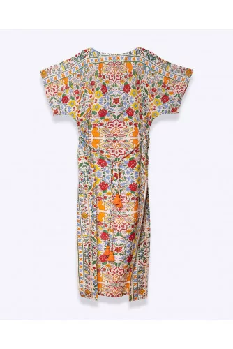 Silk and cotton long dress with ceramic print SS
