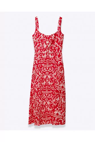 Rachel - Linen strapless dress with print