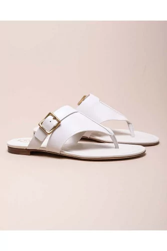 Calf leather toe thong sandals with buckle