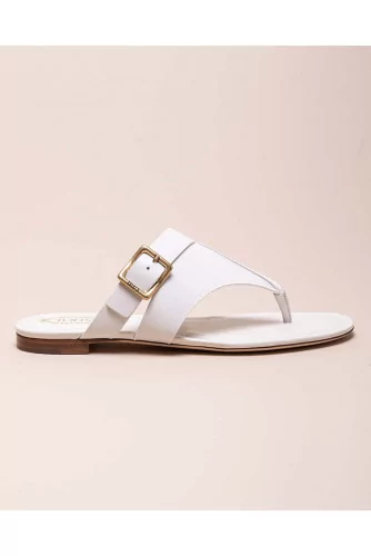 Calf leather toe thong sandals with buckle