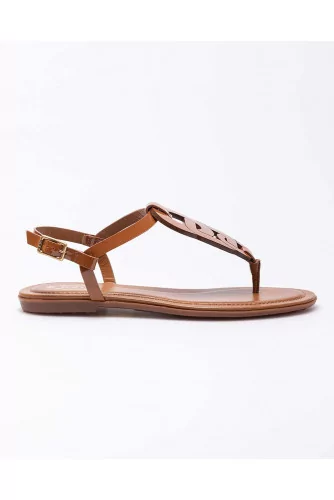 Sandales entredoigt en cuir vernis avec motif maillon