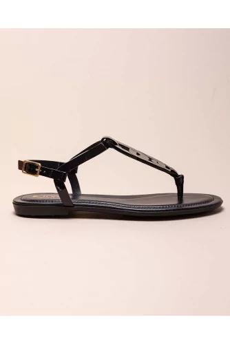 Achat Patent calf leather toe thong sandals with link design - Jacques-loup