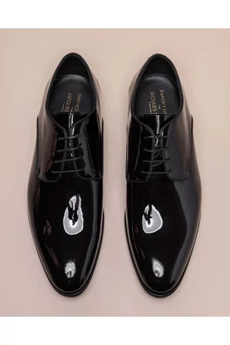 Patent leather derby shoes