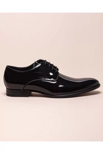 Patent leather derby shoes