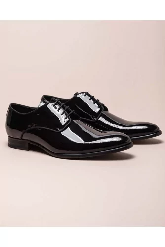 Patent leather derby shoes