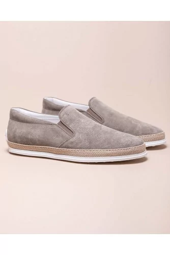 Pantofola - Split leather slip-ons with rope sole