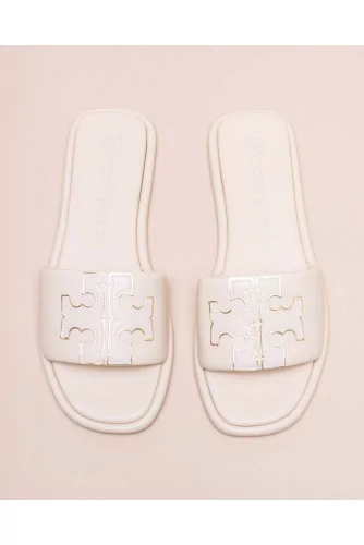 Mule Tory Burch crème matelassée avec logo