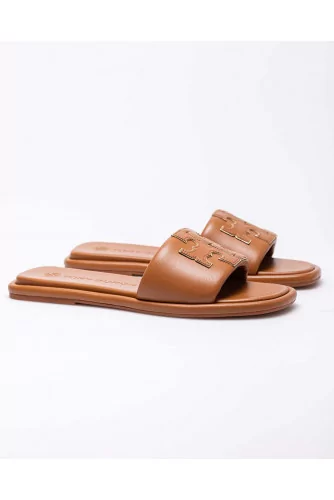Flat leather padded mules