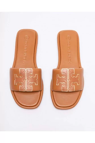 Mule Tory Burch cognac matelassée avec logo