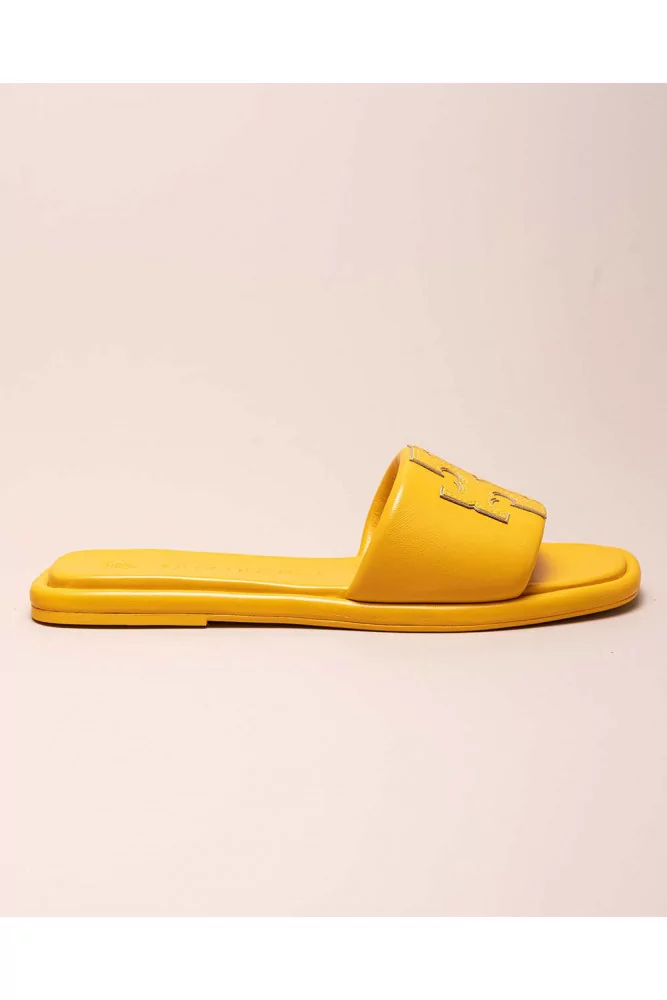 Mule Tory Burch jaune matelassée avec logo