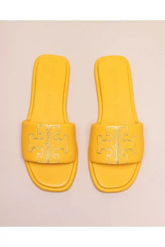 Mule Tory Burch jaune matelassée avec logo