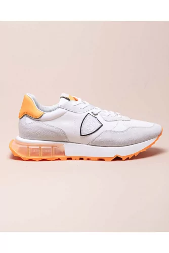 Tennis Philippe Model "La rue Lu" blanc-orange fluo pour homme