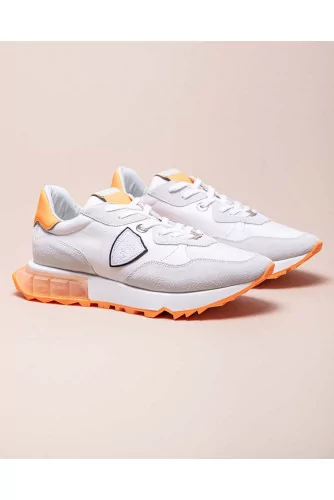 Tennis Philippe Model "La rue Lu" blanc-orange fluo pour homme