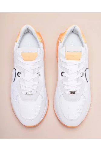 Tennis Philippe Model "La rue Lu" blanc-orange fluo pour homme