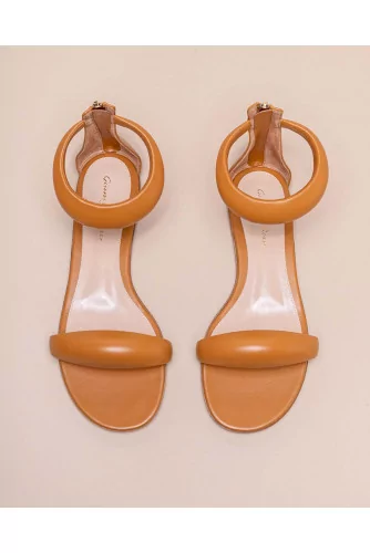 Nappa leather flat sandals with zipper
