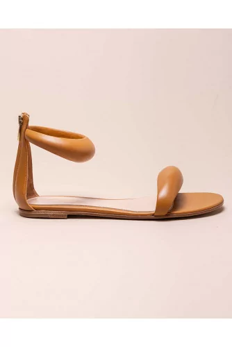 Nappa leather flat sandals with zipper