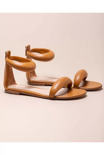 Nappa leather flat sandals with zipper