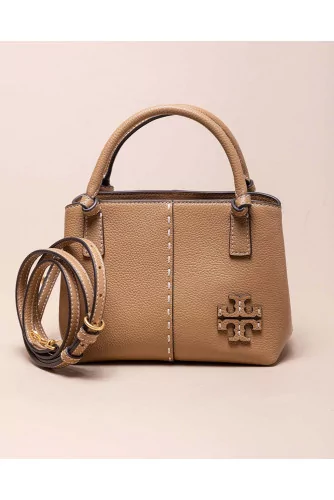 Mini Satchel - Small leather bag with decorative stitches