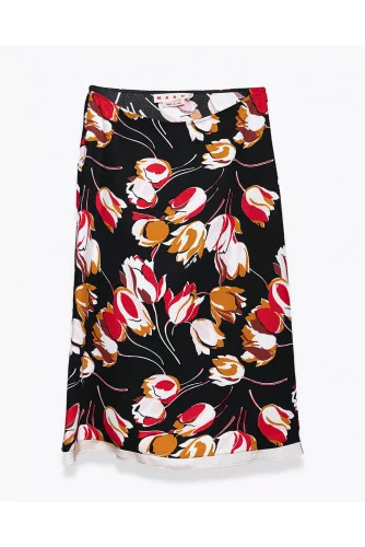 Viscose and crepe skirt with print