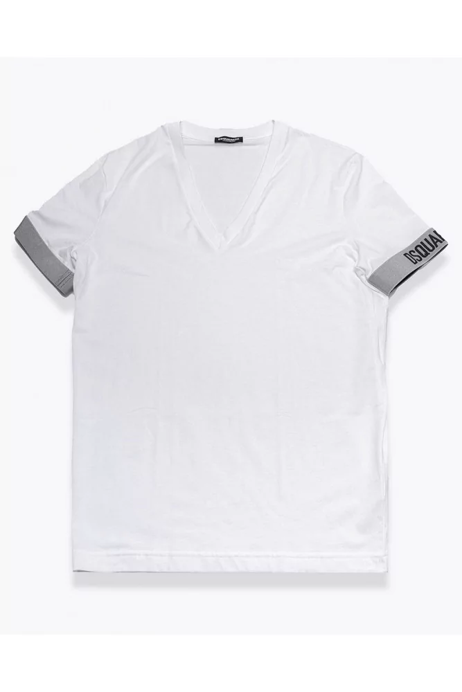 Cotton T-shirt with double elastic bands