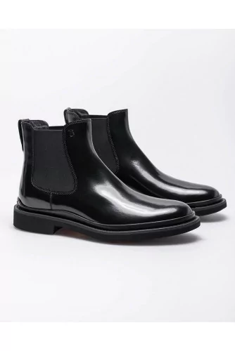 Guscio - Boots en cuir brillant avec élastiques