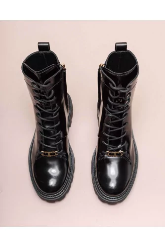 Achat Rangers - Leather low boots with laces and zipper - Jacques-loup