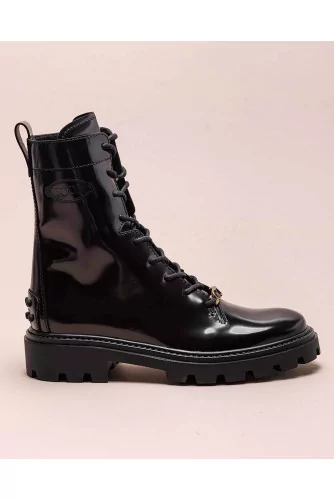 Rangers - Leather low boots with laces and zipper