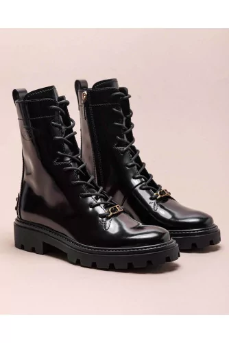 Rangers - Leather low boots with laces and zipper