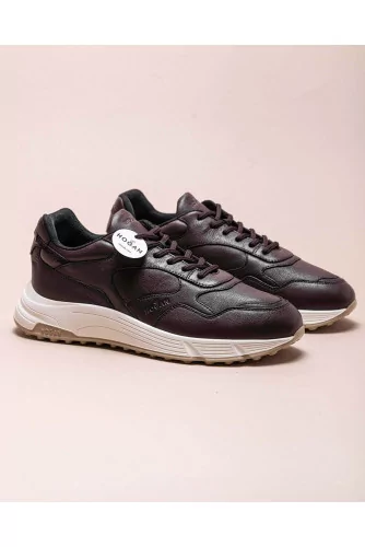 Hyper Light - Nappa leather sneakers with curved cut outs cuts