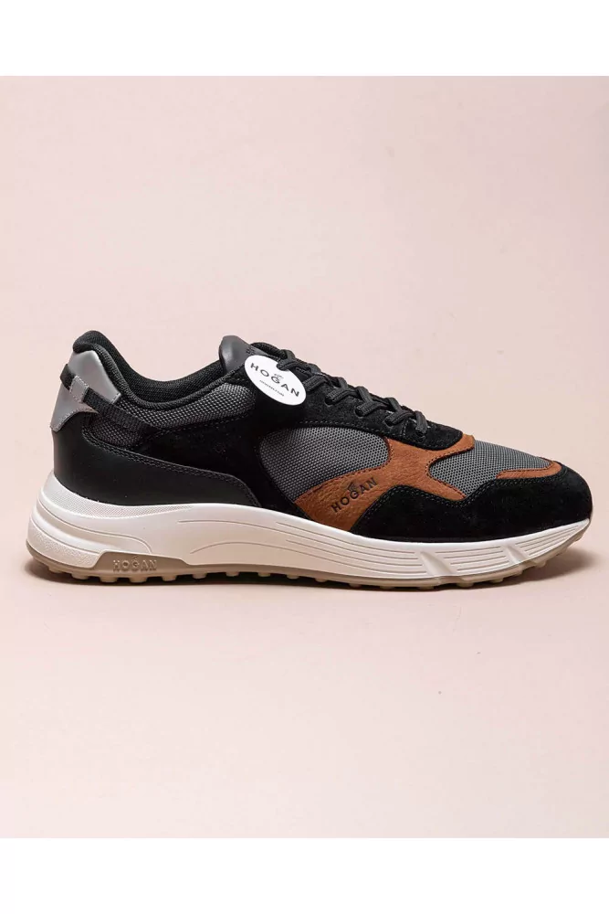 Hyper Light - Nappa leather sneakers with curved cut outs cuts