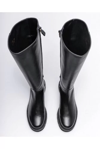 Achat Mila - Leather flat high boots with round tip 35 - Jacques-loup