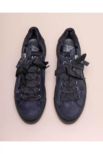 Split leather sneakers with zipper 40