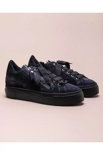 Split leather sneakers with zipper 40