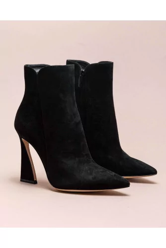 Suede boots with sculpted heel 100